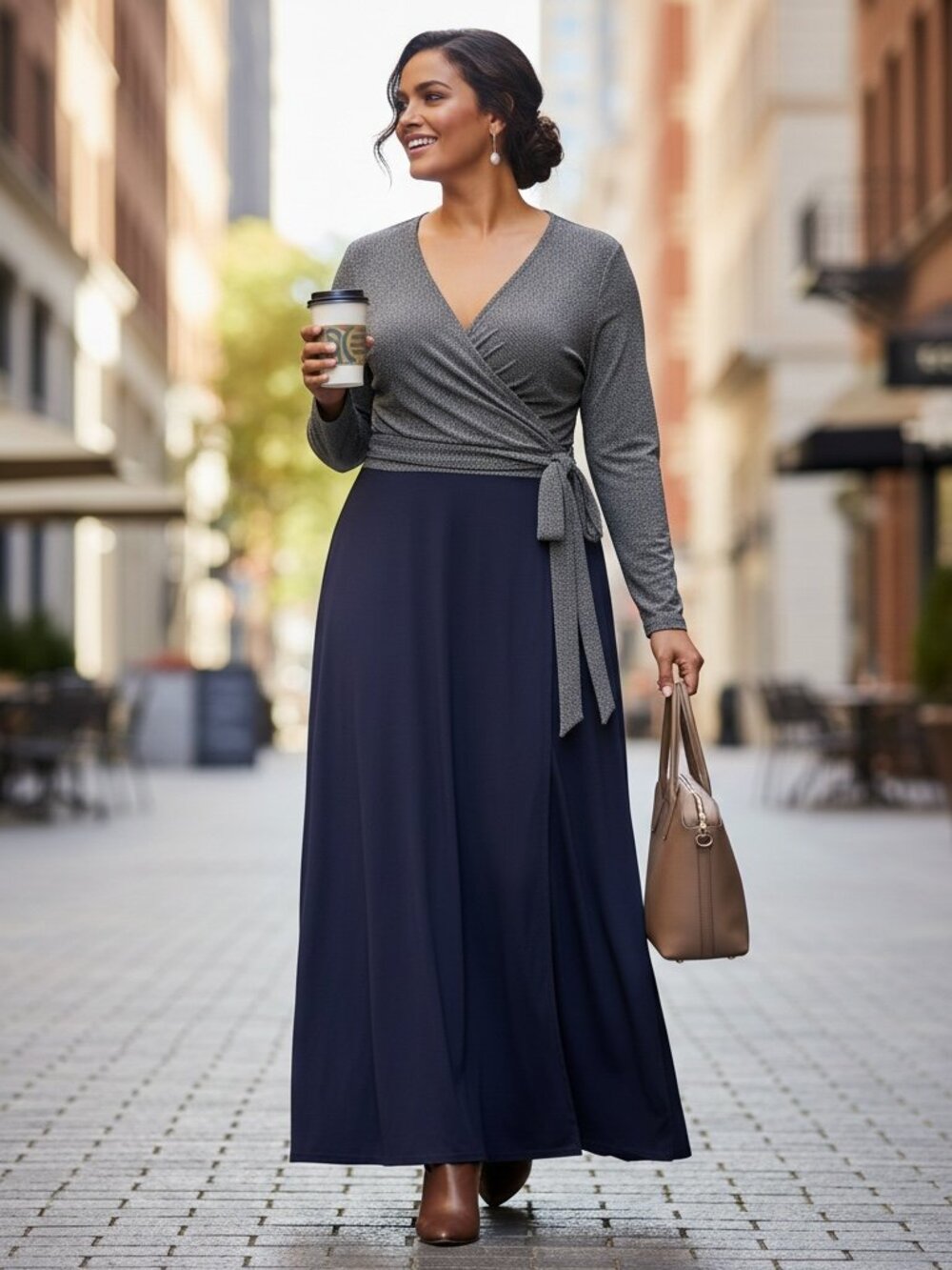 Lauren Ralph Lauren Polka Dot Colorblock Wrap Jumpsuit Navy Plus Size 22W
